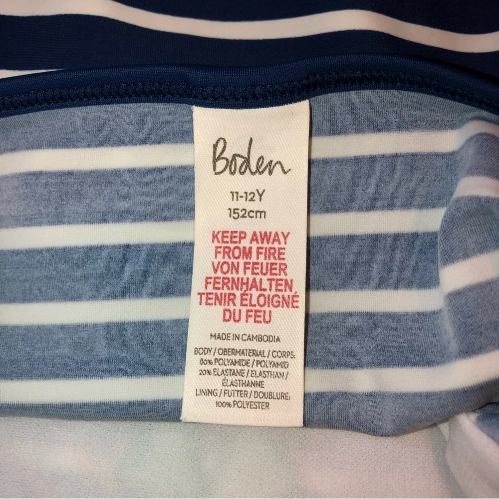 NWT MINI BODEN Mermaid Stripes One Pc Swimsuit Sz 11/12Y
